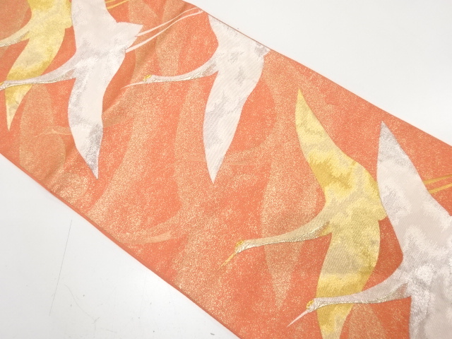 群鶴模様織り出し　袋帯